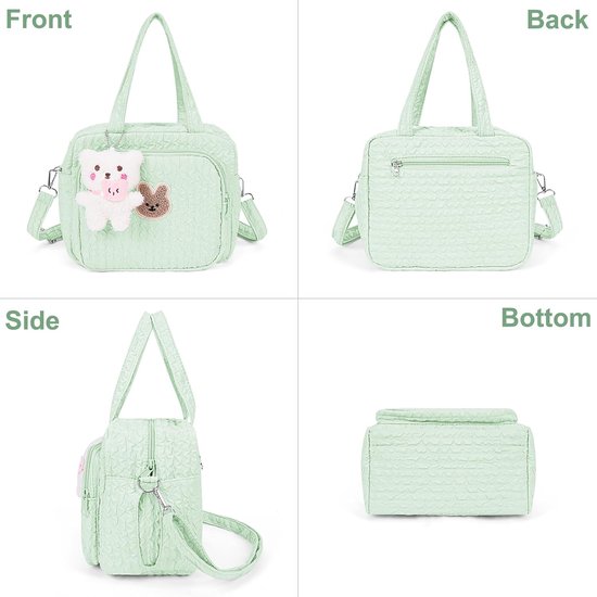 KZQ Luiertas tote mommy bag crossbody schoudertas multifunctionele verzorgingstas voor baby's waterdicht met geïsoleerde zakken reistas kraamcadeau groen klein — afbeelding 4
