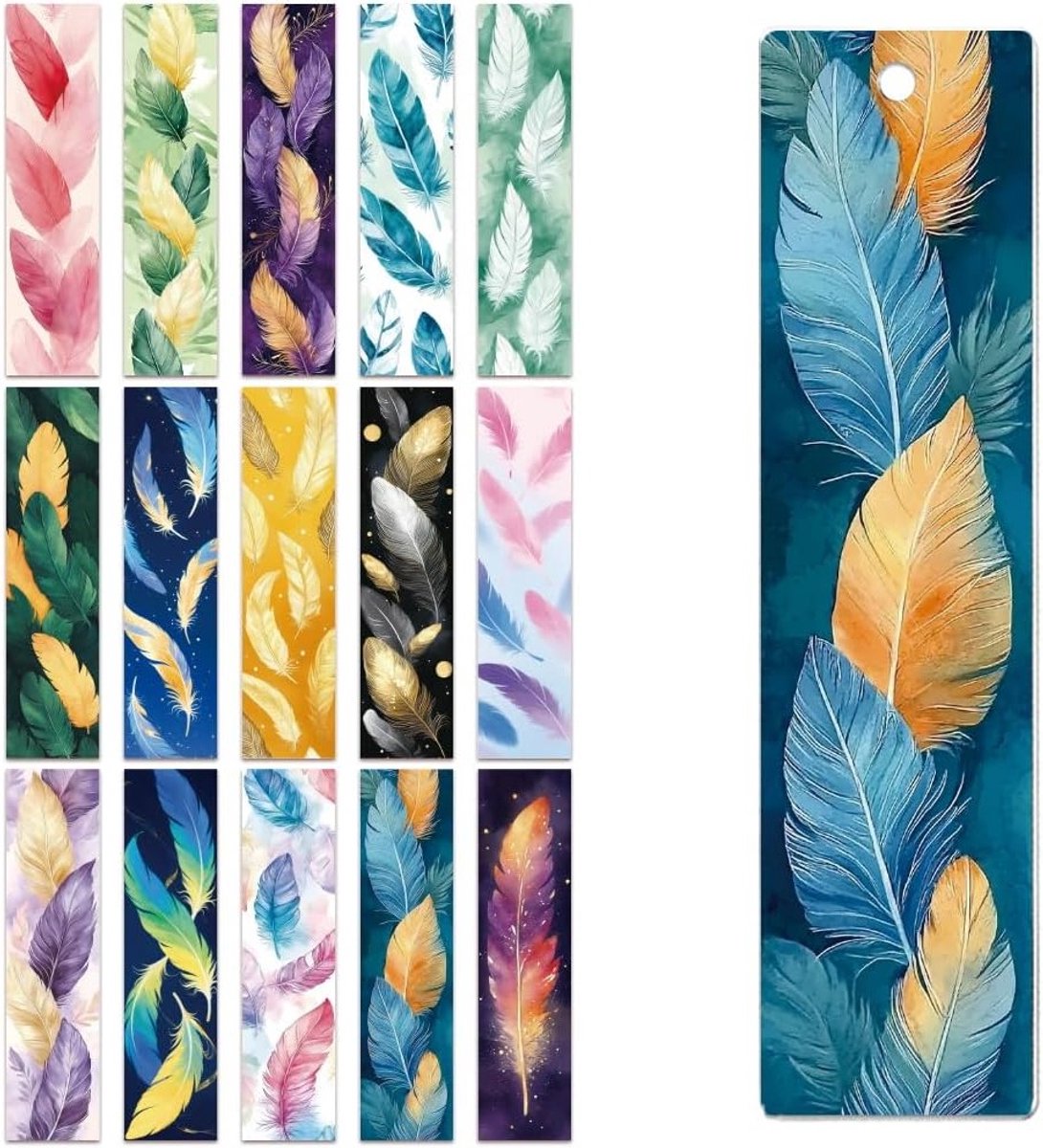 30 Stuks UV DTF Boekenleggers Wraps Transfer Stickers met Veerontwerp voor Lezers, Waterdichte Boekenleggers Stickers voor Acryl, Plastic en Metaal