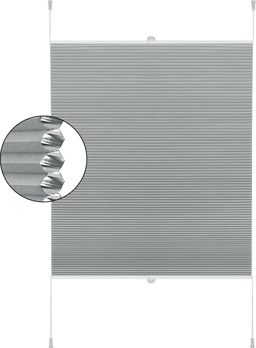 Gordijnenset 65x130cm Grijs - Lichtdoorlatend en Zonder Boren - Voor Woonkamer, Slaapkamer en Privacy