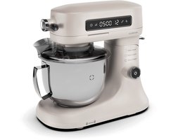 Klarstein Chiara 1600W Keukenmachine – 5L roestvrijstalen kom, 12 snelheden, LCD-touchdisplay, Stil ≤72 dB, Vaatwasserbestendige patisserieset, Aluminium spuitgietbehuizing, Zand