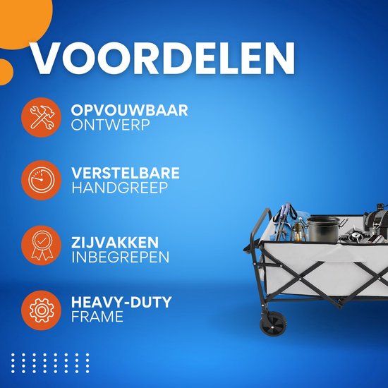 Bolderkar Wit - Opvouwbaar, Boodschappenkar en Trolley met Handkar Opvouwbaar - Voor Transport en Boodschappen van Bolderkar — afbeelding 2