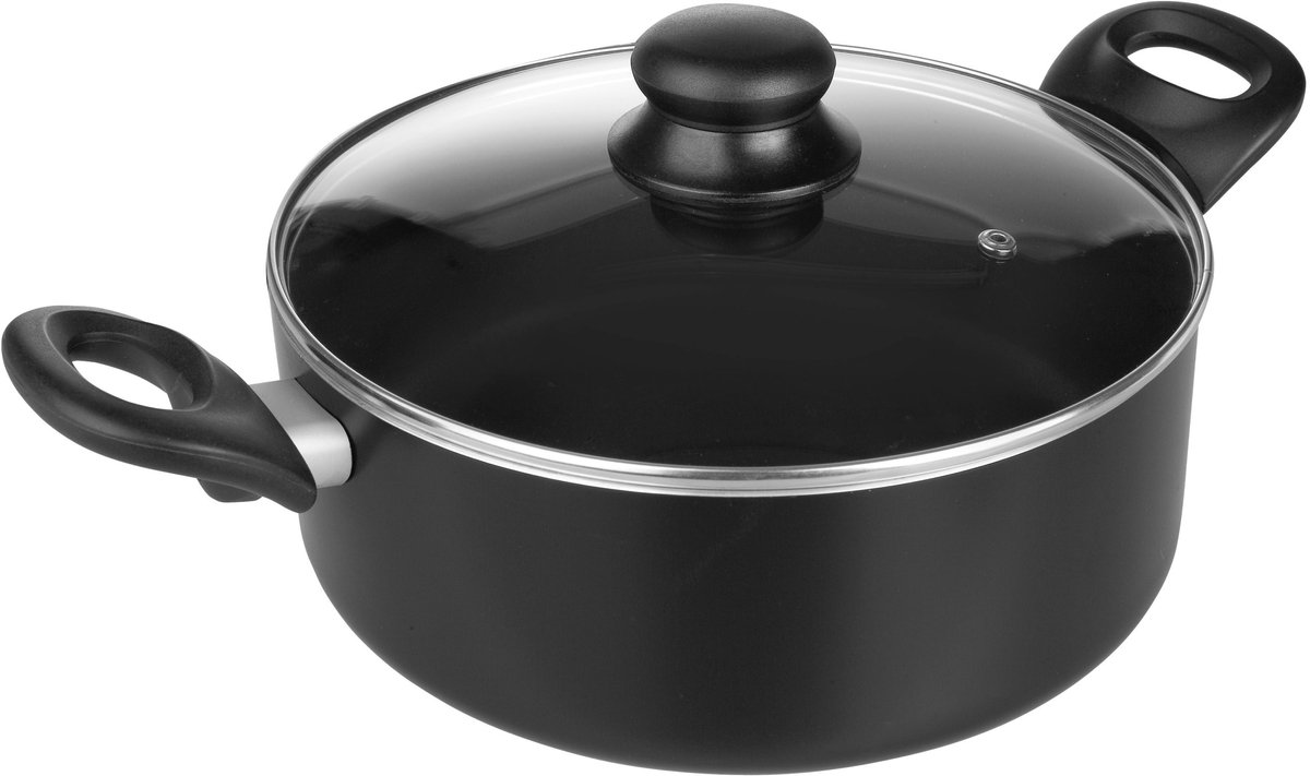 Omgoods - Pan met Glazen Deksel 16 cm Aluminium Antiaanbaklaag