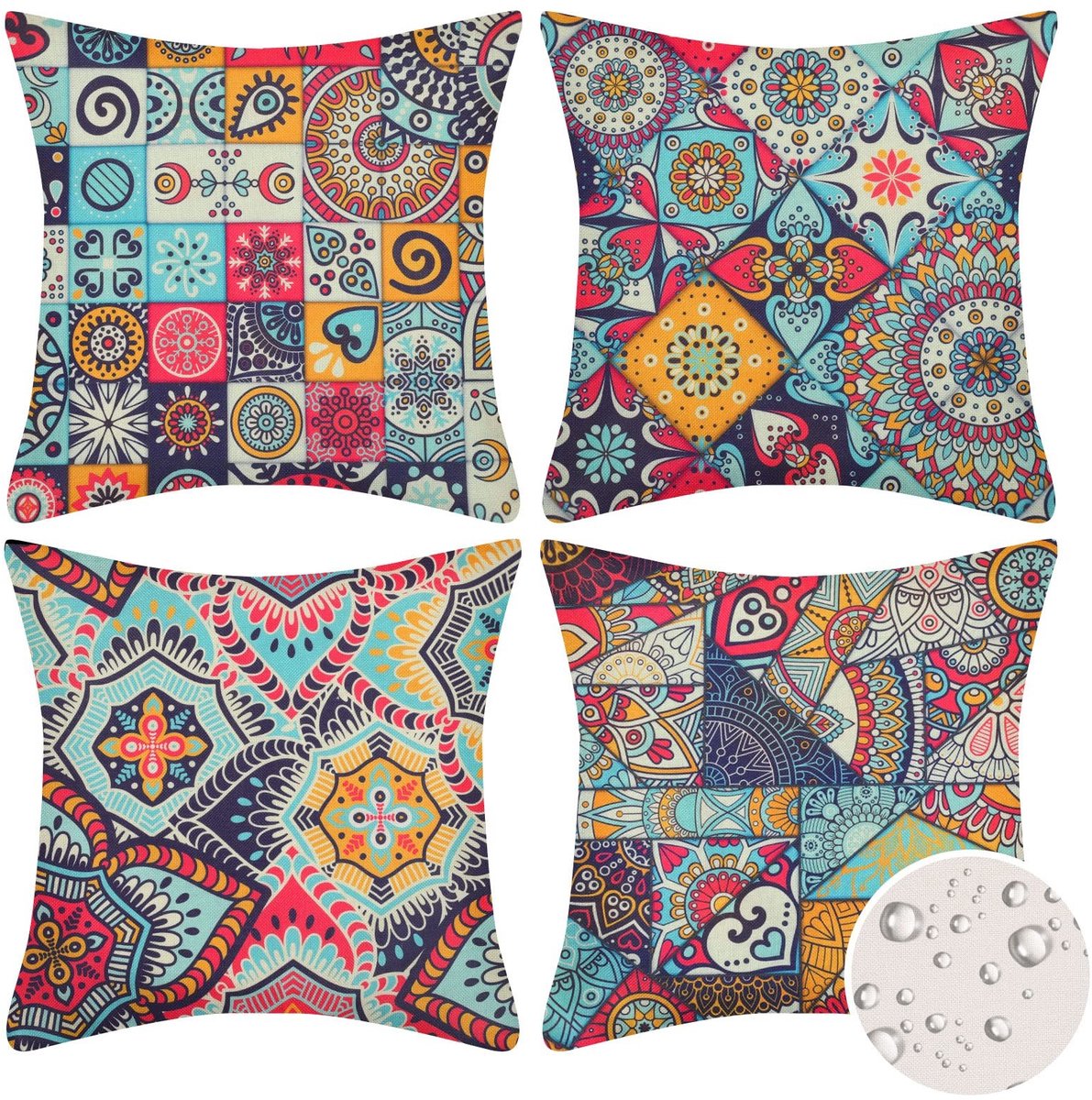 Omgoods - Set van 4 Waterdichte Kussenhoezen 45x45cm