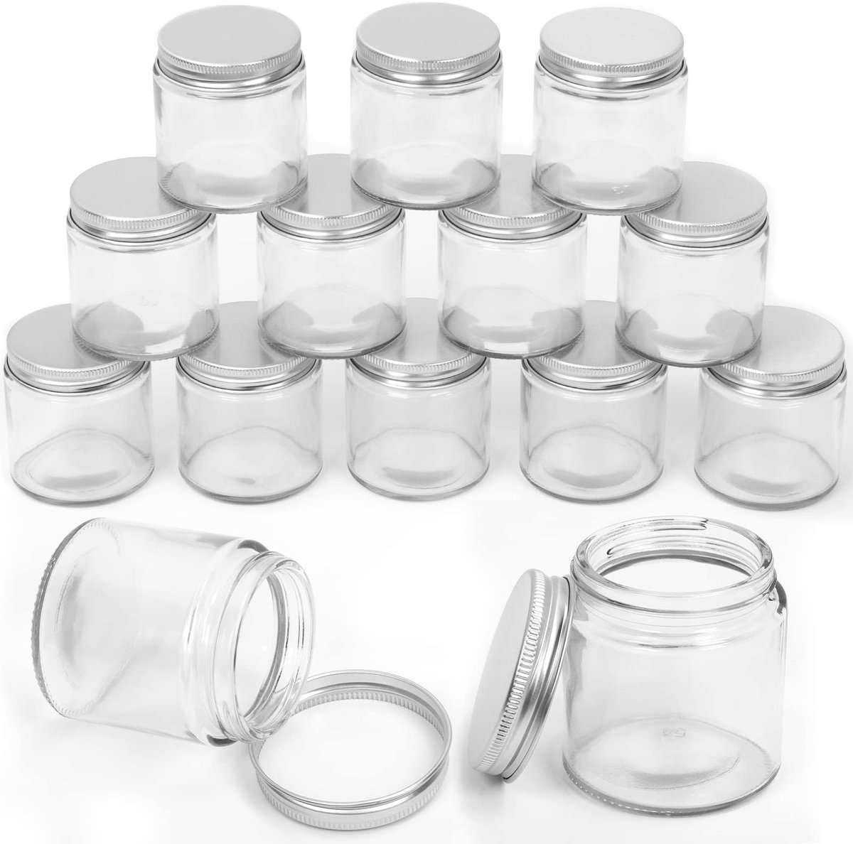 Omgoods- Glazen Flessen 120 ml Waterdicht - Beugelfles - Reiscontainer - Cosmetica - Zilver - 12 Stuks - Cosmetica Potjes