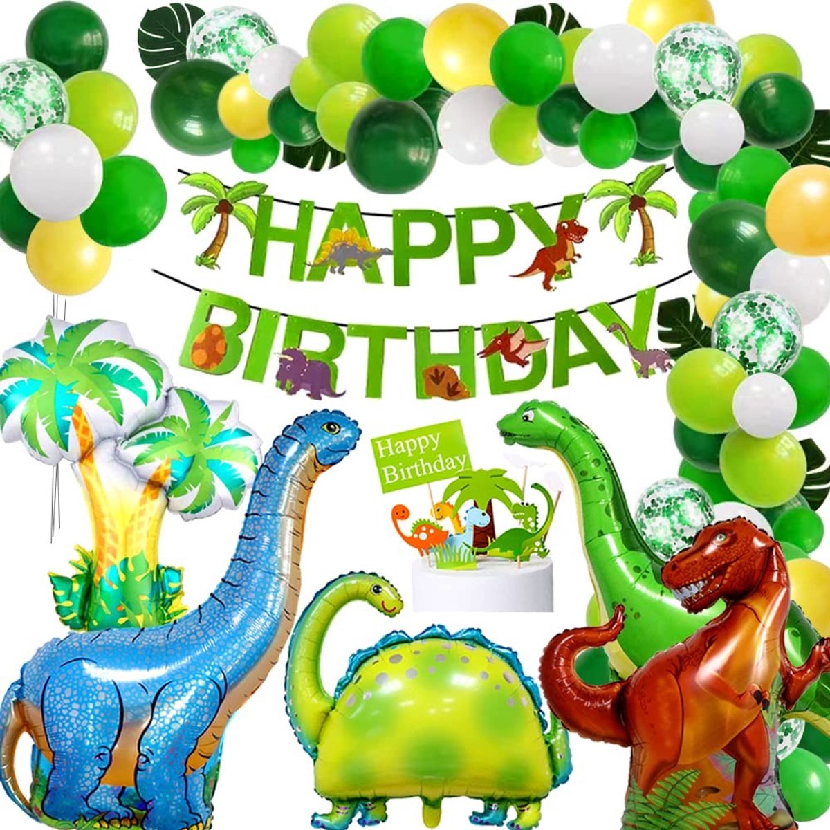 Omgoods - Verjaardagsdecoratie Set met Dinosaurus Thema