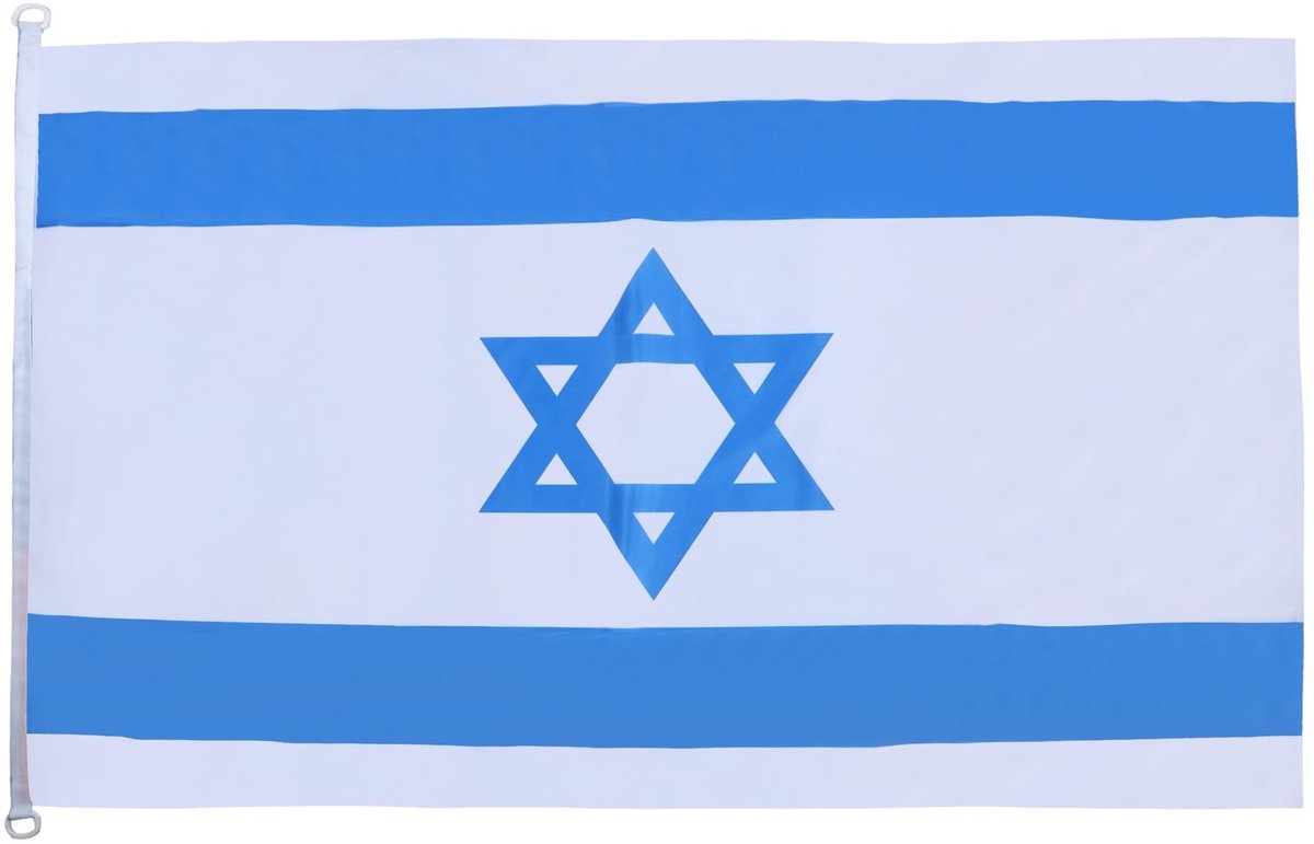 Omgoods - Israëlische Vlag 150 cm x 90 cm met Ringen