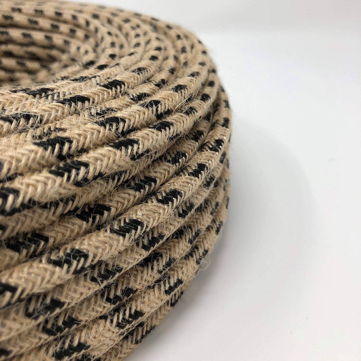 Omgoods - Textiele Kabel voor Lampen in Burlap en Zwart Katoen