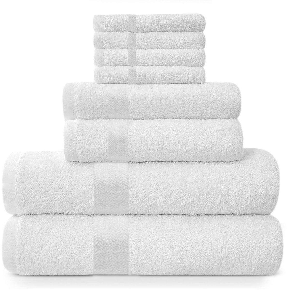 Omgoods - 8-Delige Katoenen Handdoekenset - 400 GSM - Wit