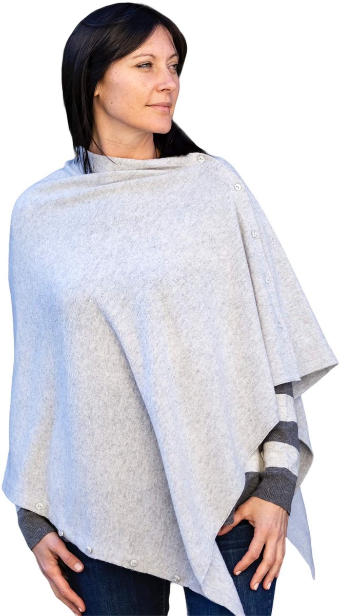 Omgoods - Dames Poncho van Cashmere Mix met Knopen