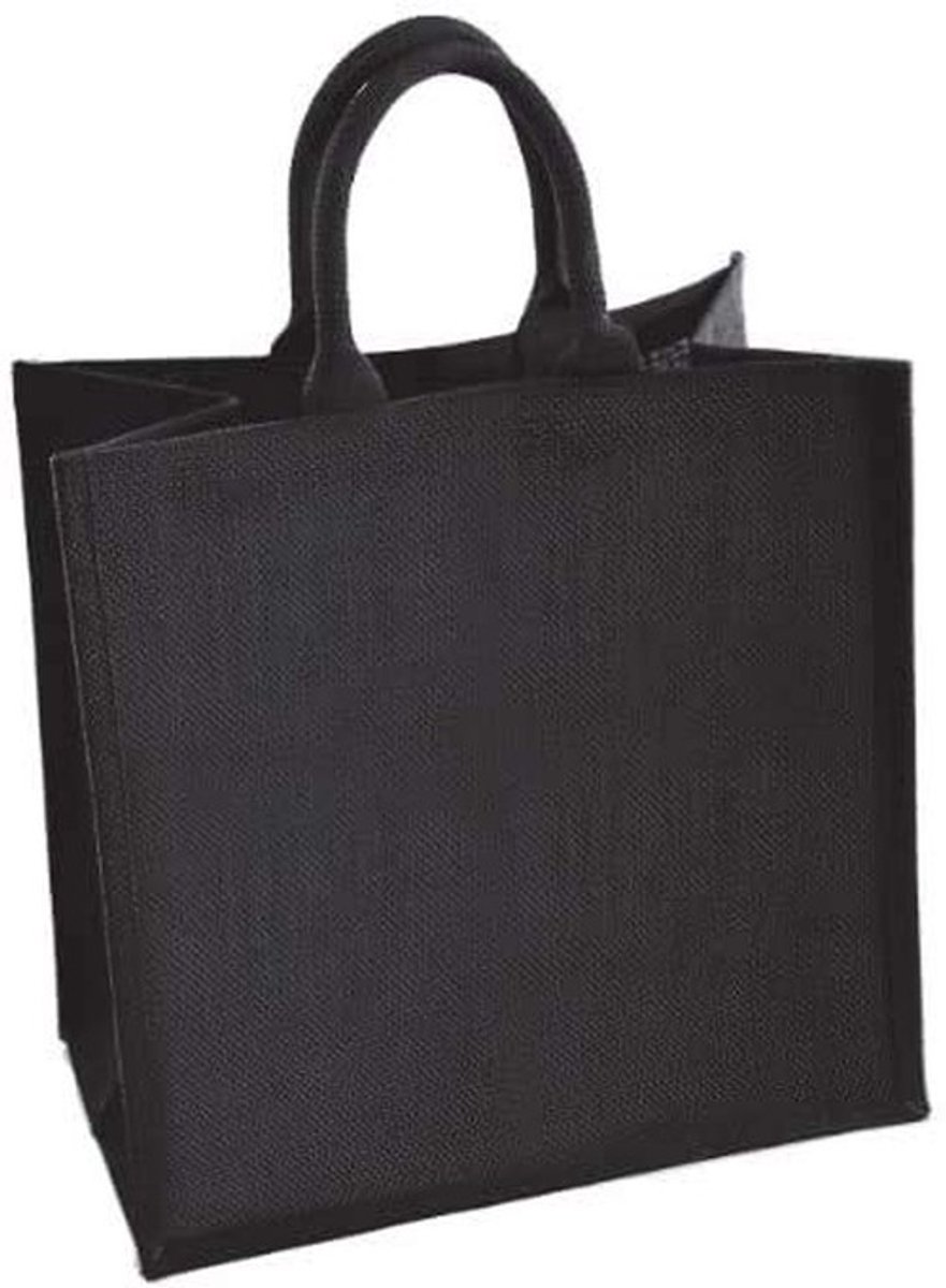 Omgoods - Set van 2 Jute Shoppingtassen, Duurzaam en Ruim, Zwart