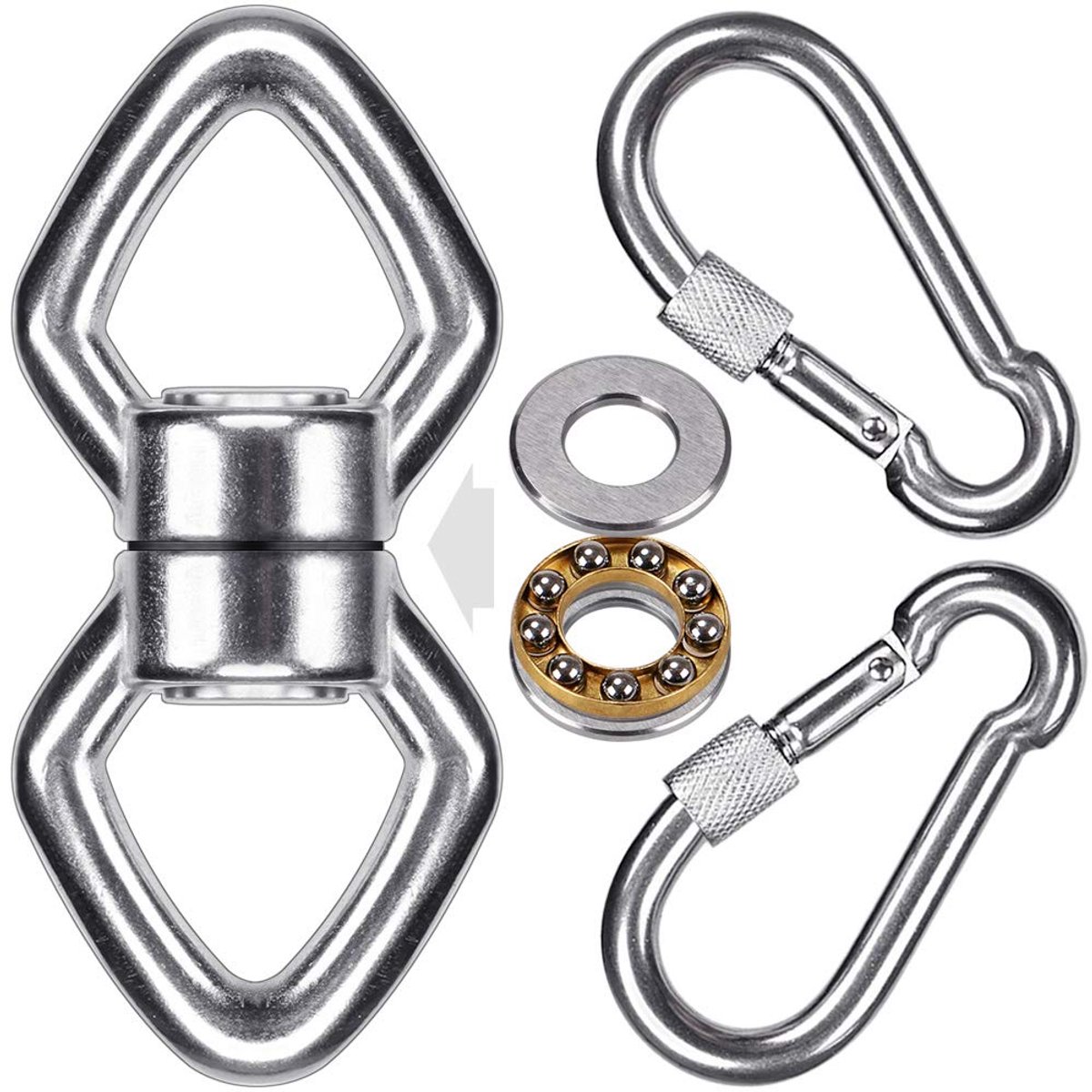 Omgoods - Double Hanging Rings Hammock Swing Hanger - Roestvrijstalen Carabiner Set