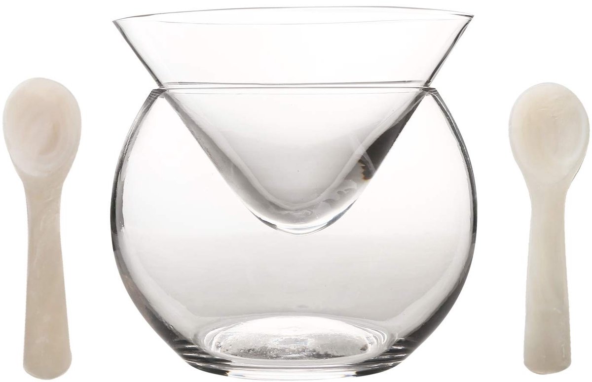 Omgoods - Glazen Caviar Server Set met Parelmoer Lepels