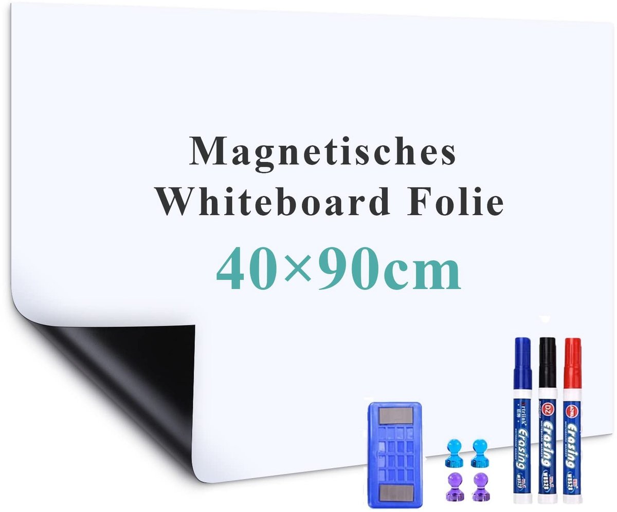 Omgoods - Magnetische Whiteboard Folie 40 x 90 cm - Zelfklevend en Snijdbaar voor Thuis en Op Kantoor