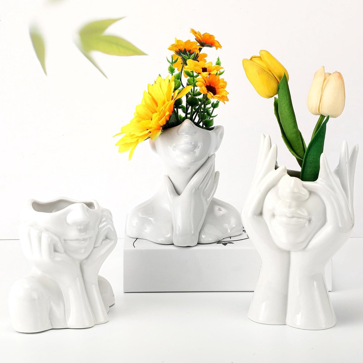 Omgoods - Set van 3 Keramische Vazen in Vrouwelijke Vorm voor Decoratie