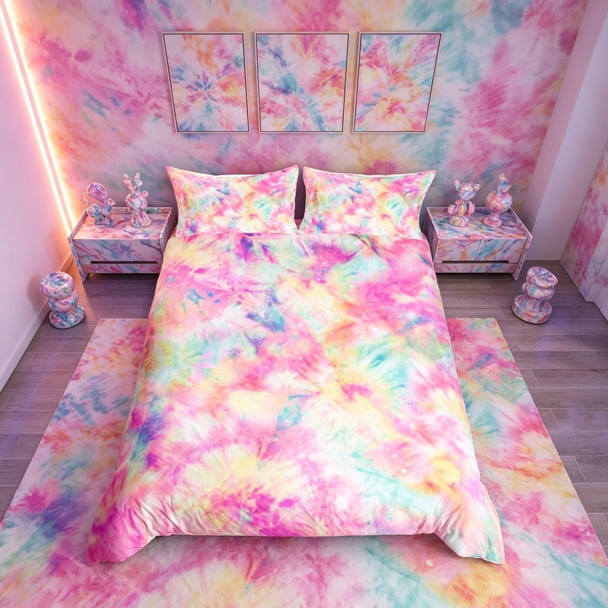 Omgoods - Tie Dye Duvet Cover Set voor Kinderen met 2 Kussenslopen