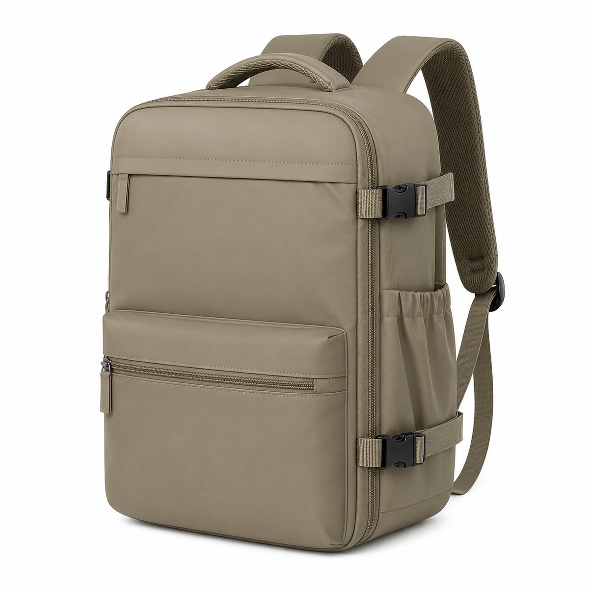 Vacuüm Rugzak - Handbagage Rugzak voor Vliegtuig - Rugzak met Vacuümcompressie - Inclusief Draadloze Pomp - 15,6 Inch Laptopvak - Waterafstotend - Taupe