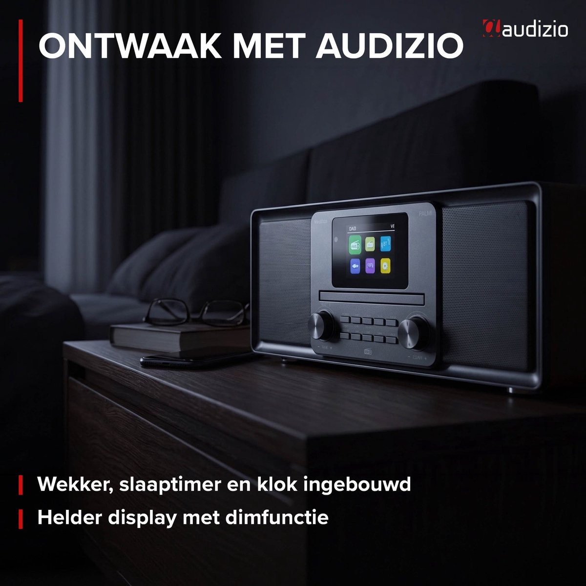 DAB radio - Audizio Palmi - Radio met cd speler - Bluetooth radio - FM, DAB+ en USB - Zwart thumbnail 5