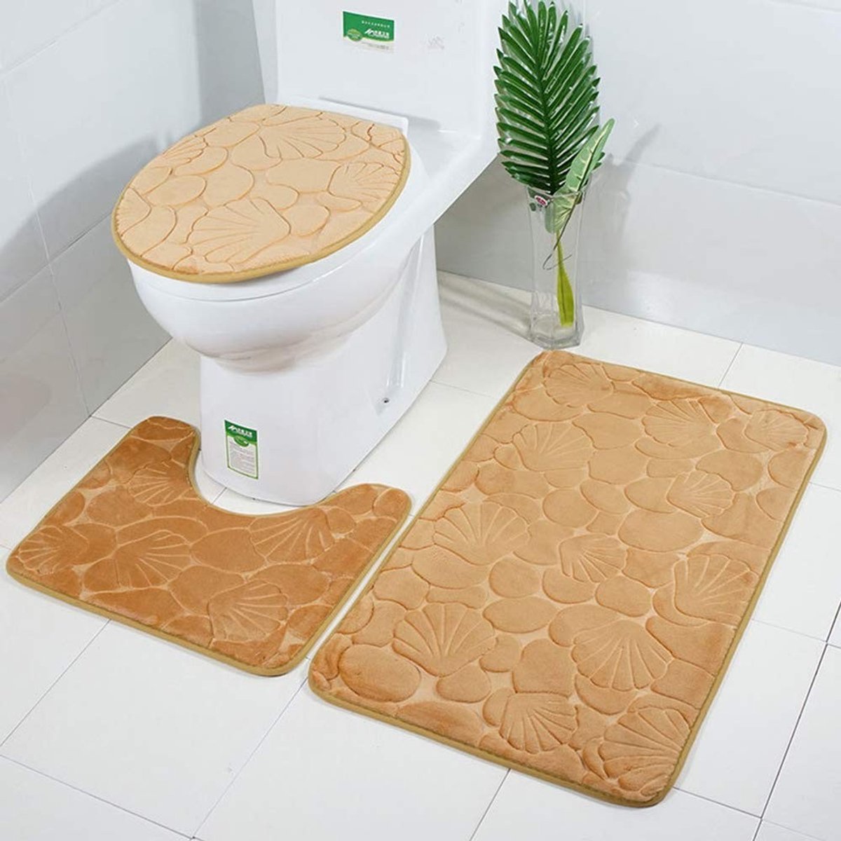 Omgoods - Set van 3 Super Zachte Antislip Badmatten - Sneldrogende U-vorm en Toiletzitting Deksel
