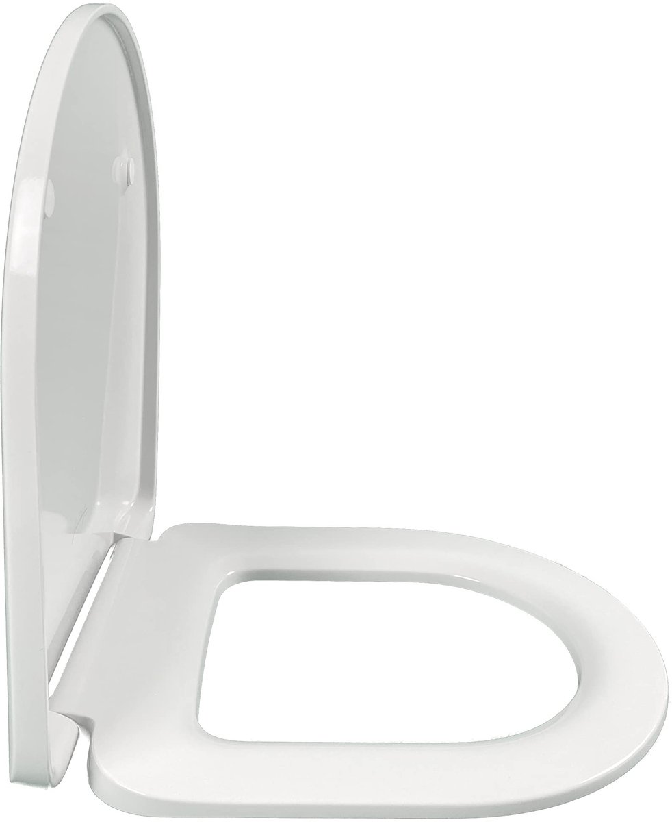 Omgoods - Extra Platte Wc-Bril met Roestvrije Scharnieren Wit