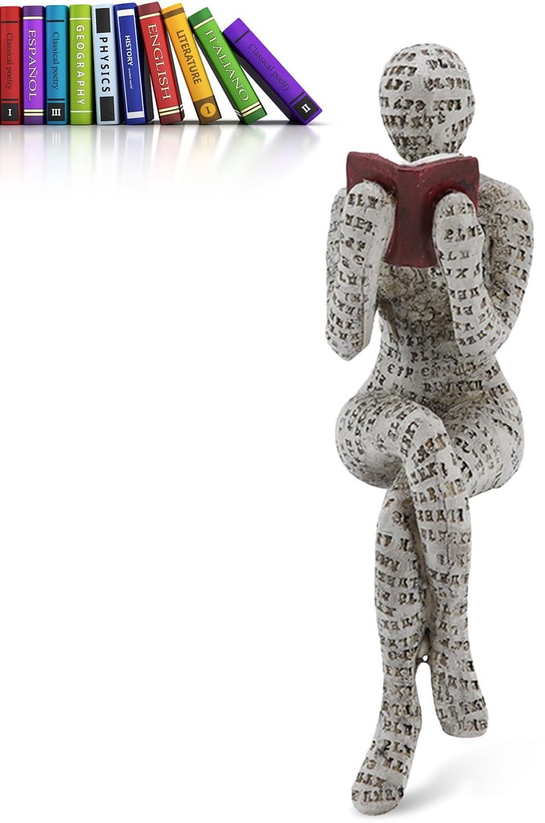Omgoods - Abstracte Lezende Vrouw Beeldje voor Decoratie