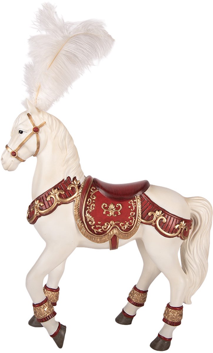 Clayre & Eef Decoratie Beeld Paard 35x12x56 cm Wit Kunststof