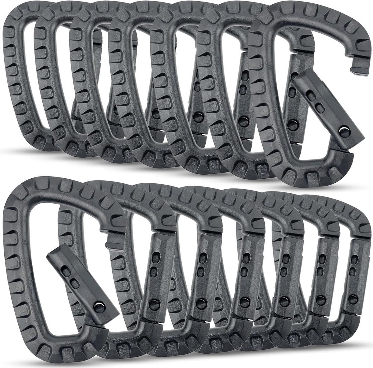 SnelShoppen - 15 stuks Carabiner Haken, Plastic PVC D-vormige Carabiner Haken, Stevige Bevestigingshaak voor Sport, Rugzak, Hondenriem, Kamperen, Viss