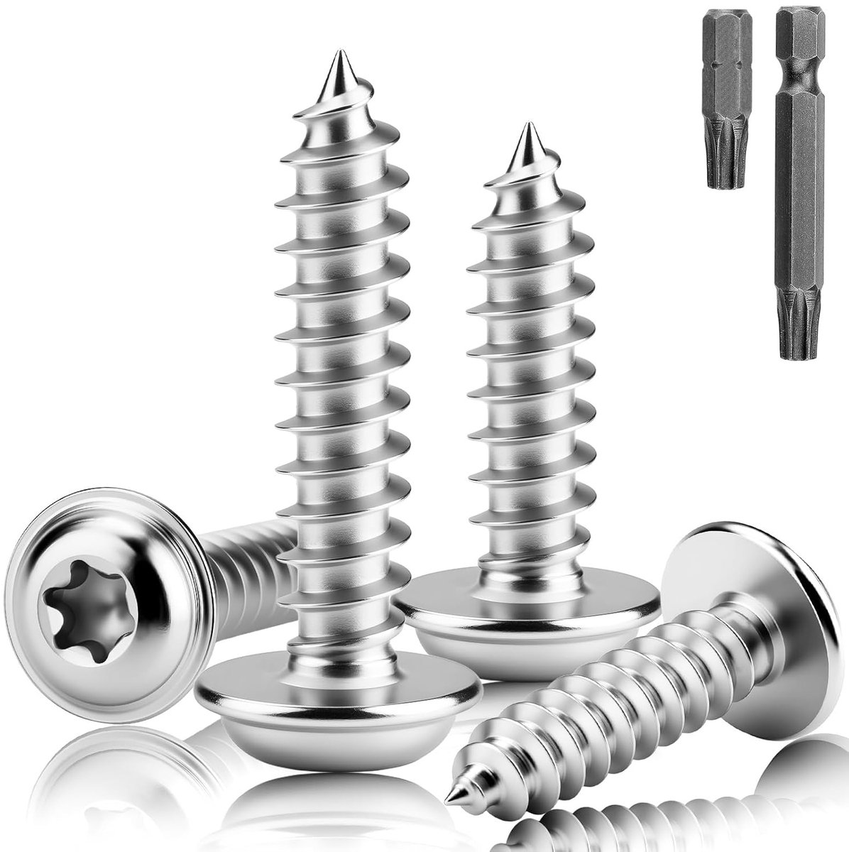 Pack of 120 Stainless Steel Plate Screws M3 x 20 mm Sheet Head Wood Screws Torx A2 V2A Self Tapping Screws Full Thread - ShopVlot