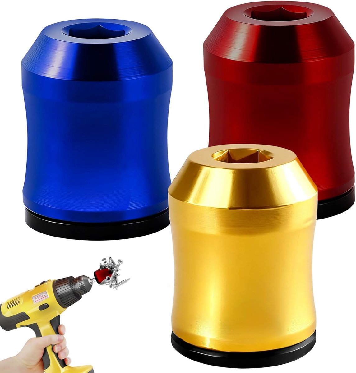 SnelShoppen - 3-delige Magnetische Ring voor Schroevendraaiers - Schroefring Kit - Verwijderbare Huishoudtools voor Boormachines - Universele Bits Hou