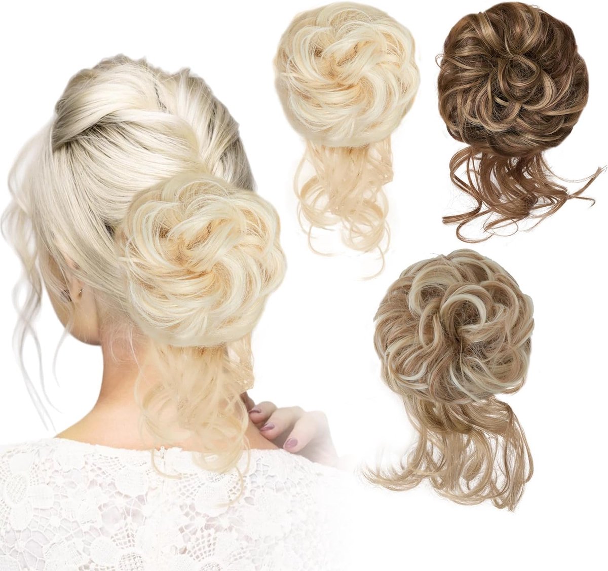 Messy bun haarstukje - clip-in haarstuk - synthetisch - natuurlijk ogende updo in seconden - ShopVlot