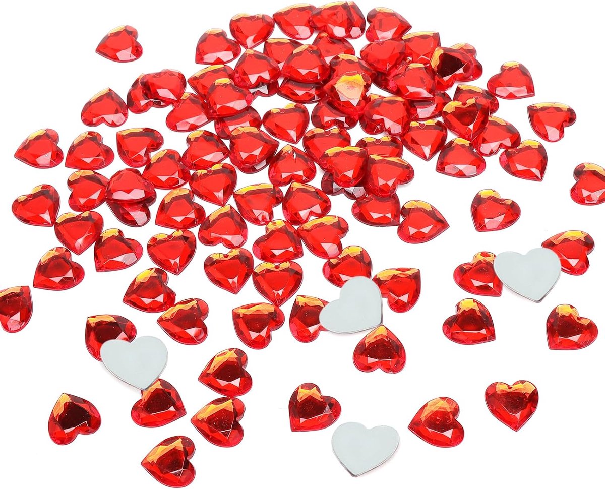 Acryl harten 12mm - rode hartvormige decoratie - 200 stuks - perfect voor bruiloften - SnelShoppen
