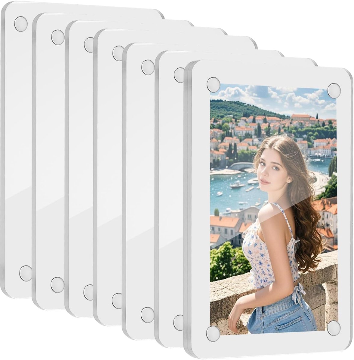 Magnetische Fotolijsten 8 Stuks - Acryl Transparant Dubbelzijdig - Vrijstaand voor Thuis Kantoor - SnelShoppen