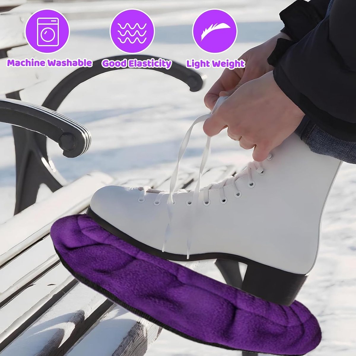 Figure Skating Pads Elastic Skate Socks Ice Skate Cover Blade Protector Figure Skate Protectors for Women Men 1 Pair - ShopVlot