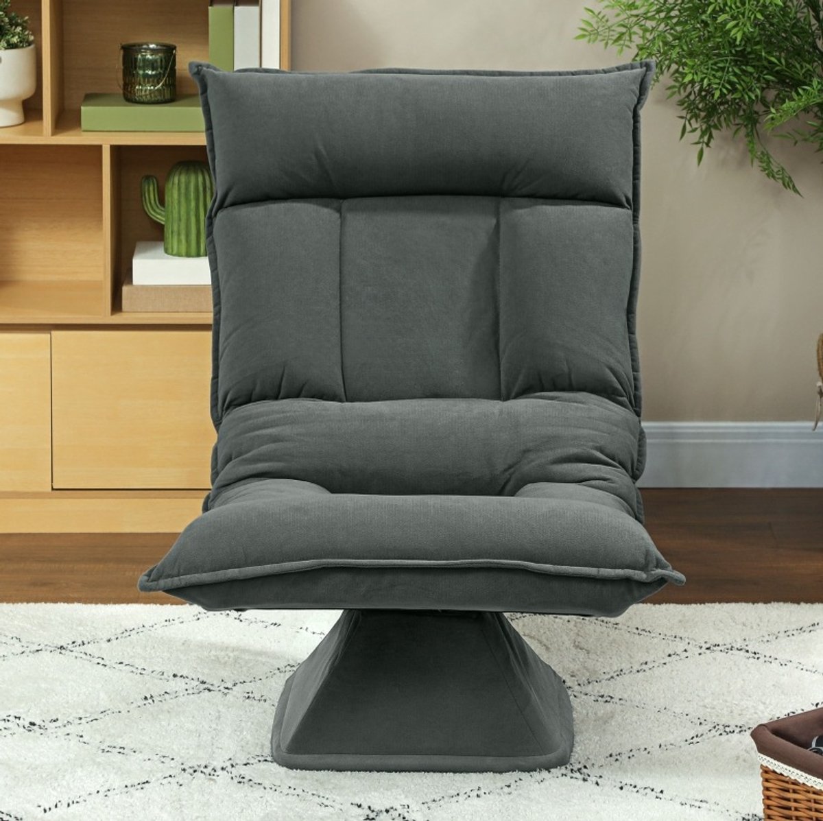 COVREO Bodemstoel 70 x 62 x 95 cm donkergrijs, polyester, draaibaar