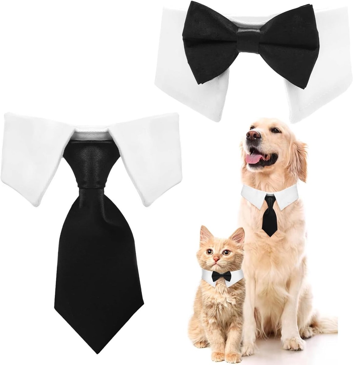 Set van 2 schattige vlinderdassen voor honden en katten, verstelbaar kostuum voor bruiloften en formele gelegenheden