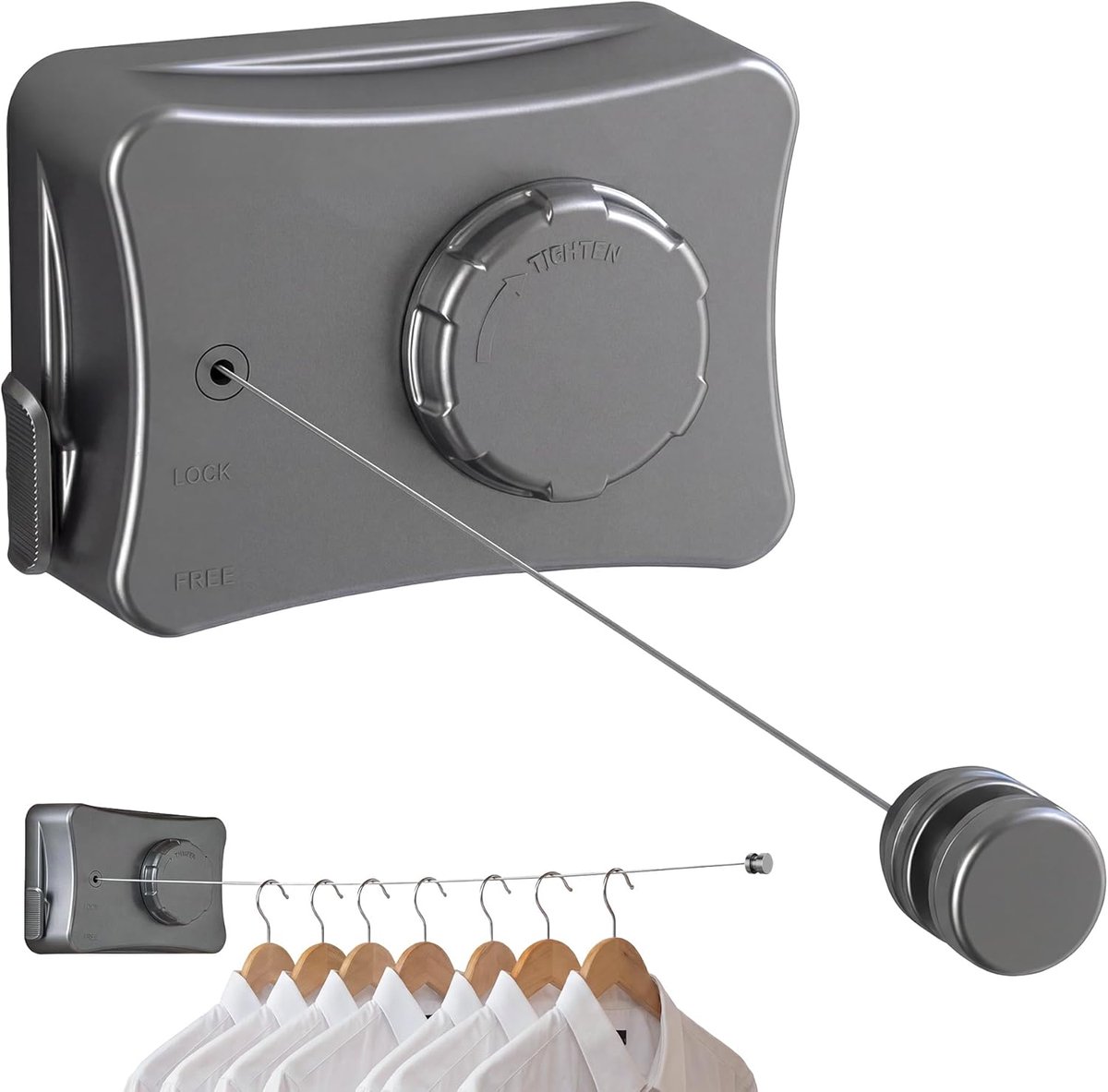Clothesline, Pull-out, Stainless Steel Wall Cord:5.1m Adjustable Pull-Out Clothesline, Retractable Clothesline for - ShopVlot