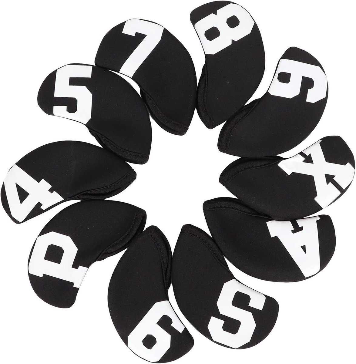 SnelShoppen - Premium Neopreen Golf Iron Headcover Set - Duurzame Beschermhoezen voor Golfclubs - 10 Stuks met Digitale Nummers 4 5 6 7 8 9 P S A X -