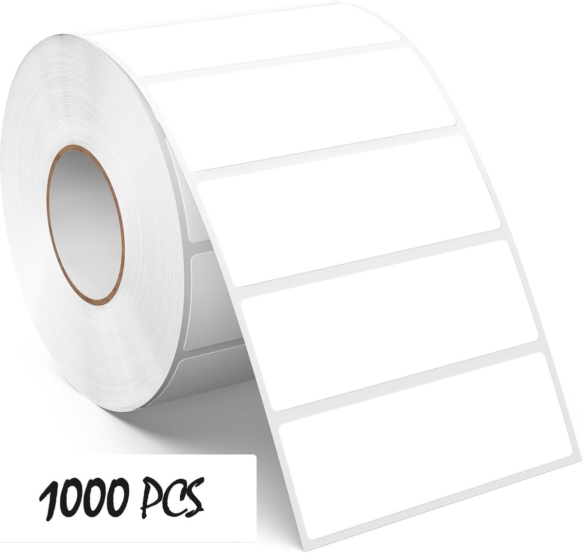 SnelShoppen - 1000 Stuks Witte Rechthoekige Stickers, 76 x 25 mm, Kleurcodering, Zelfklevende Labels, Verhuizing Rol, Verwijderbaar