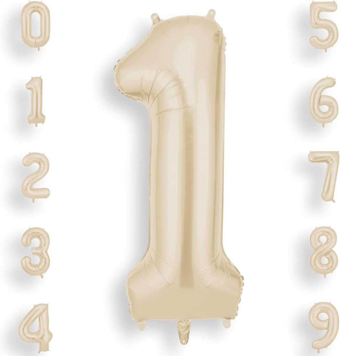 AOOSU Crème-witte cijferballon 1 | Cijferballon 101 cm | Decoratieve ballon gevuld met helium | Decoratie voor feesten, feestdagen en verjaardagen