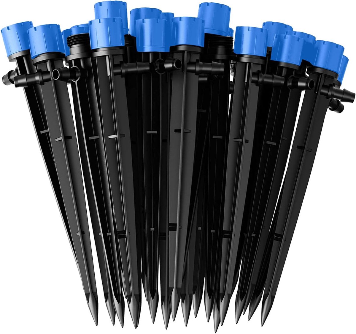 SnelShoppen - 60 Pcs Water Irrigation Drippers, 360° Drip Irrigation System met 8 Verstelbare Gaten, Micro Flow voor 4mm/7mm Tuinslang, Blauw