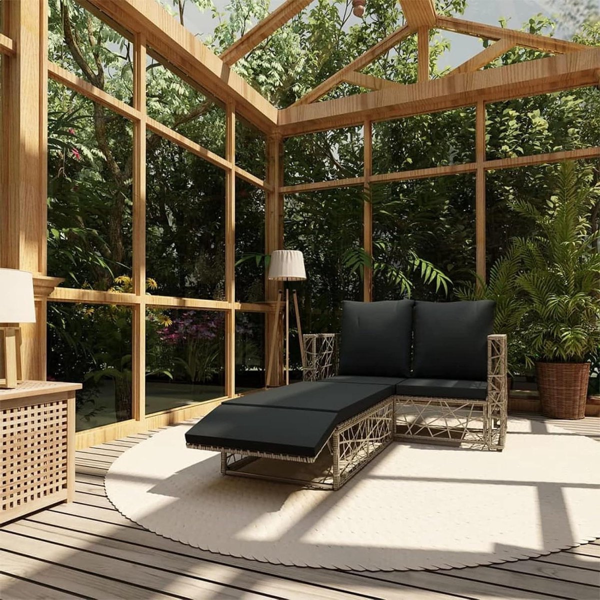 Loungeset - Tuinbank - Buiten Zitten - Waterbestendig PE Rotan - 110 x 62 x 32.5 cm - Grijs