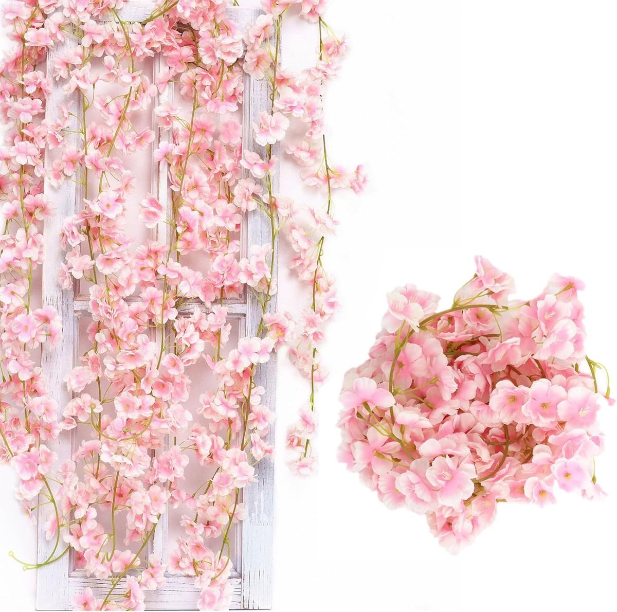 SnelShoppen - 3pcs 180cm Kunstmatige Kersenbloesem Garlands, Bloemengirlande Decoratie, Kunstbloemen Girlande voor Binnen Buiten Bruiloft Wanddecorati