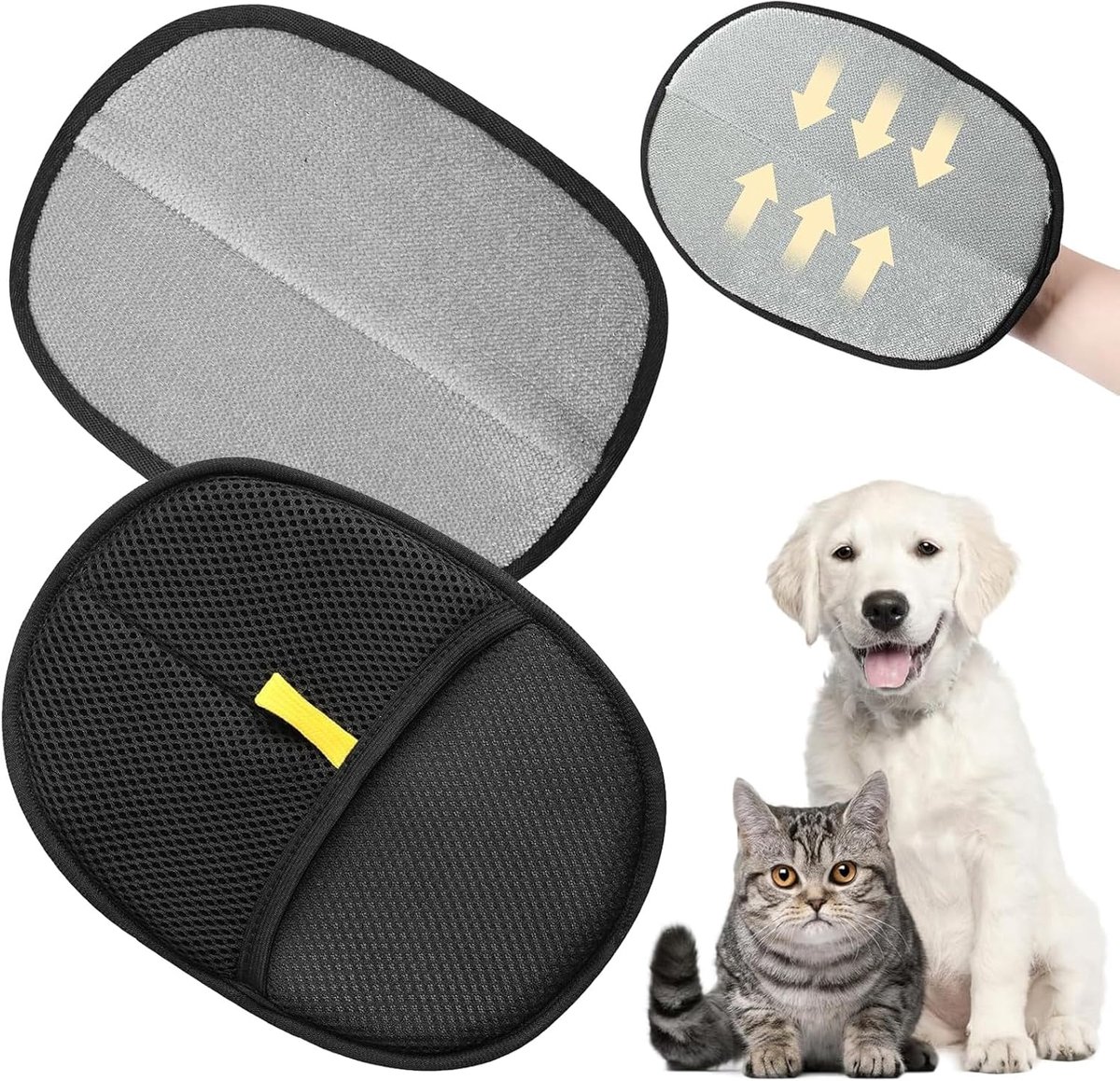 Pet Hair Glove, Double-Sided Pet Brush Gloves, Static Pet Hair Removal Gloves Reusable Pet Hair Remover for Sofa - ShopVlot