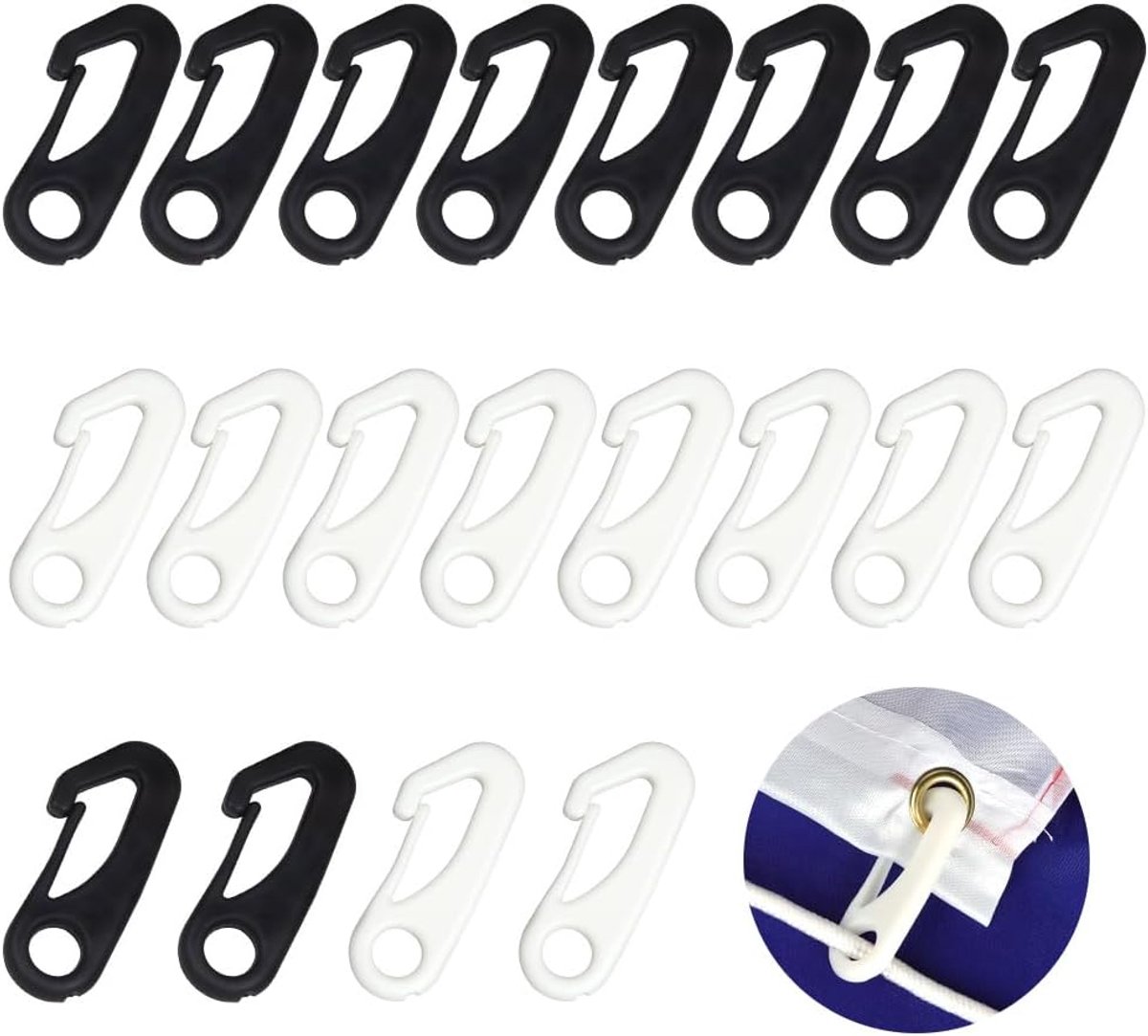 Flagpole Clamp 20pcs - Nylon - Windproof - Voor het bevestigen van vlaggen en touwen - SnelShoppen