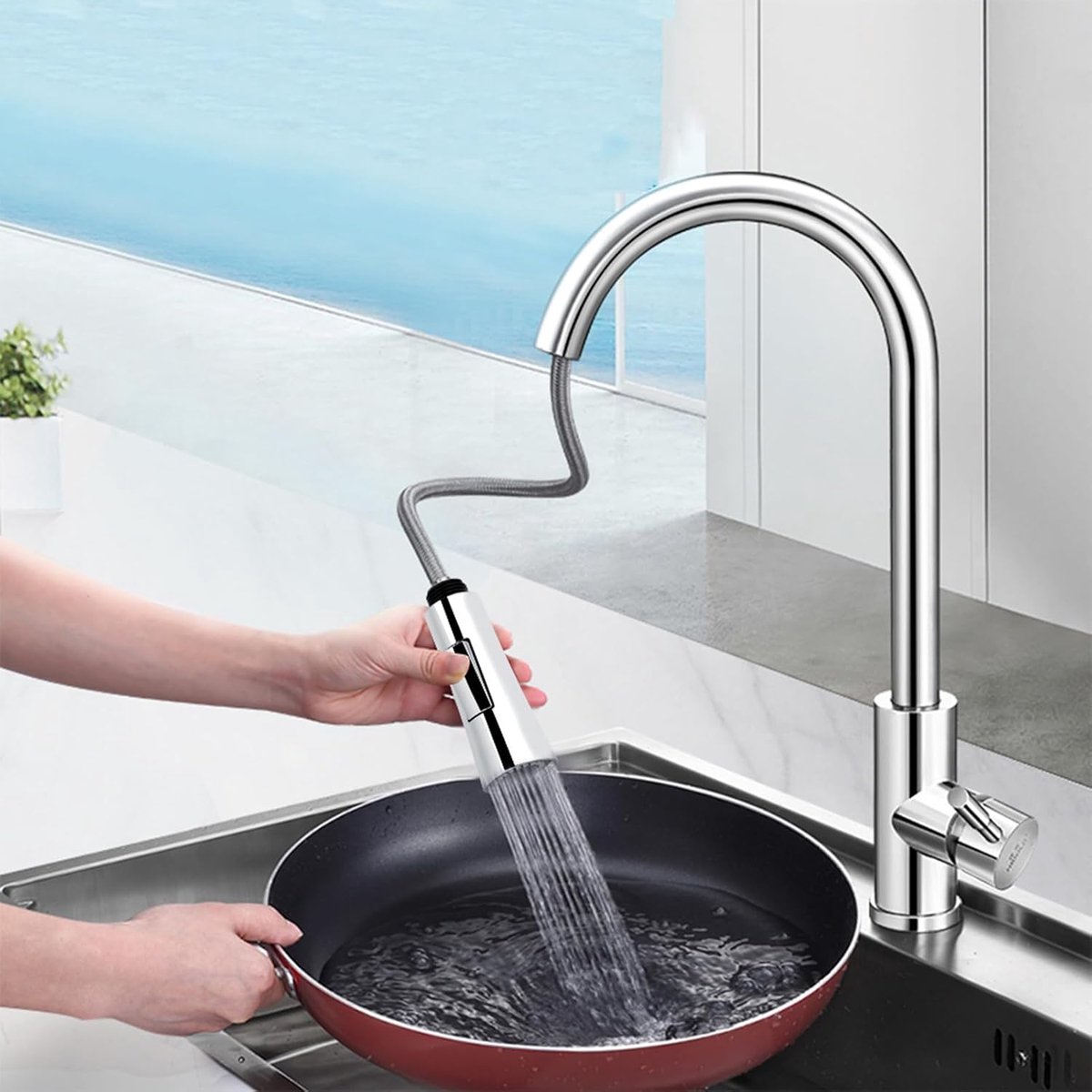 Pull-out Shower Head,ABS Pull-Out Faucet Sprayer Kitchen Faucet Spare Parts for Bathroom - ShopVlot
