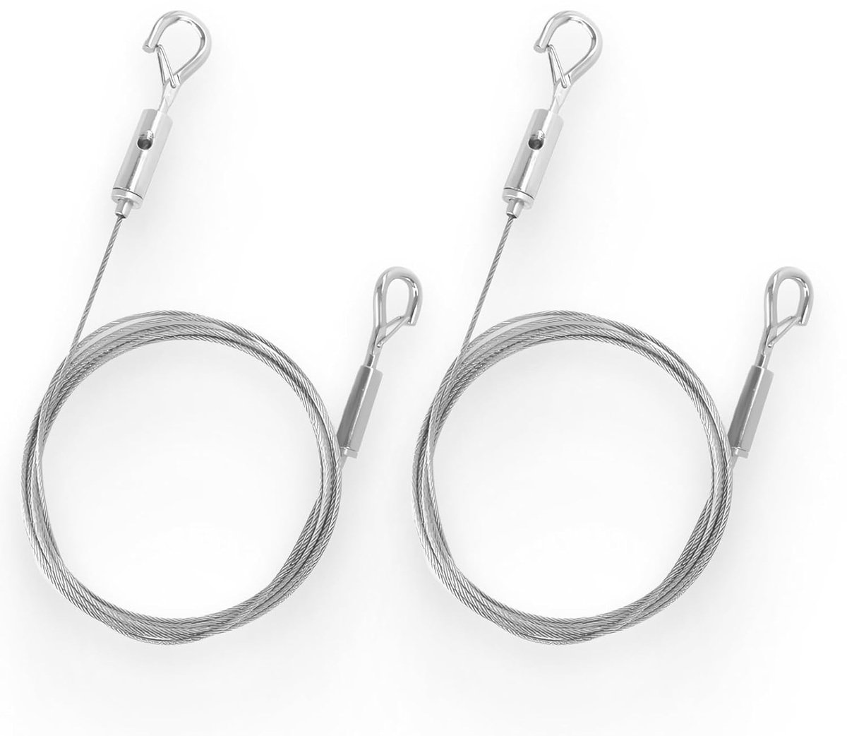 SnelShoppen - 2 Stuks Rvs Draad Kabel Hangen, Verstelbare 2m x 1.5mm Stalen Kabelset voor Foto's, Spiegels, Verlichting en Decoratie, Roestvrij, Duurz