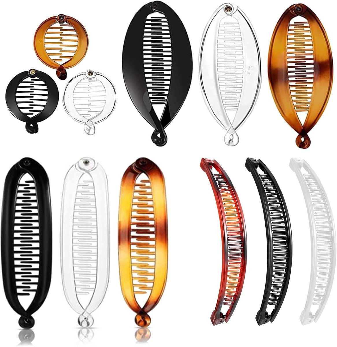 SnelShoppen - 12 Stuks Bananen Haarclips Set - Haarclip Voor Dikke en Dunne Haar - Zwarte en Bruine Haarclips - Duurzaam en Waterproof Haaraccessoires