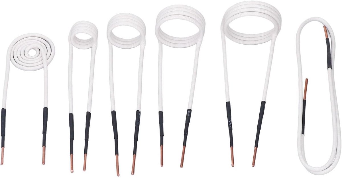 SnelShoppen - Inductieverwarmingsspoelen Set - 6 Stuks met 2.5 Mm Messing, 20-50 Mm Spools, Hoog Temperatuur Weerstand, Flexibele Coils voor Diverse T
