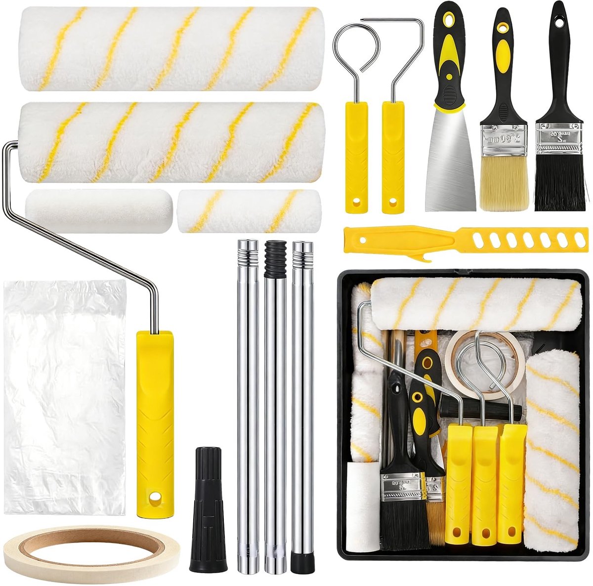 Omgoods - Verfrollerset met Telescoopstang en Accessoires 20-delig
