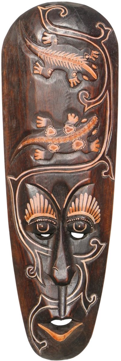 Omgoods - Handgemaakt Houten Gecko Masker van 50 cm voor Decoratie