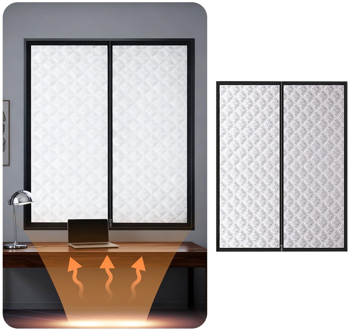 Omgoods- Vensterisolatie Gordijn - Verstelbaar - Zelfklevend - Geluidsisolatie - Verduistering - Thermische Isolatie (68 x 99 cm) - Isolatiegordijn